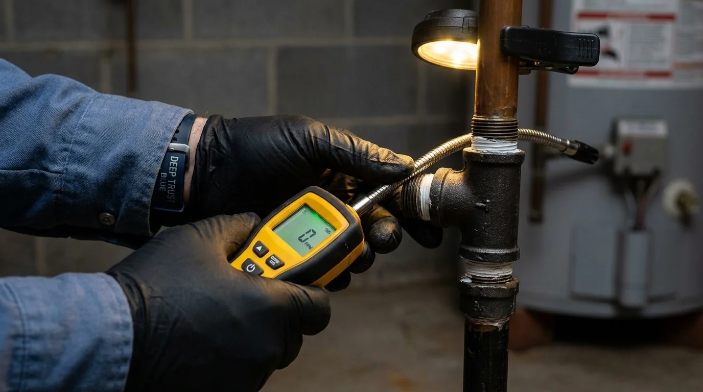 Gas leak detection with electronic sniffer by Johns Plumbing LLC in Hailey